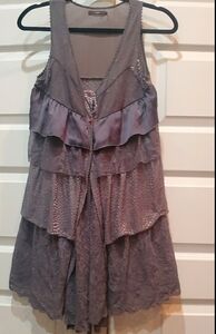Azelhazel boho sleeveless gray cardigan/top size small women's